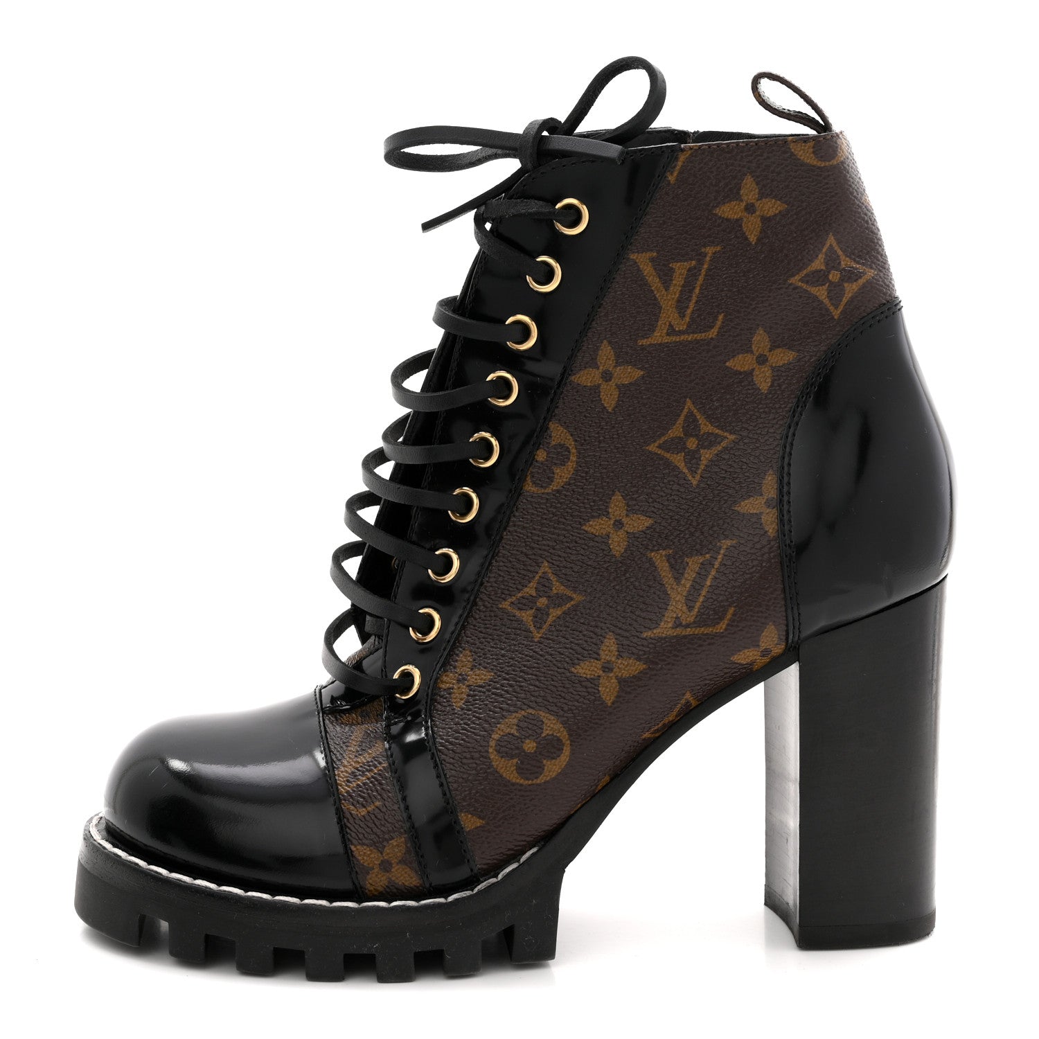 Louis Vuitton Patent Calfskin Monogram Star Trail Ankle Boots 39 Black