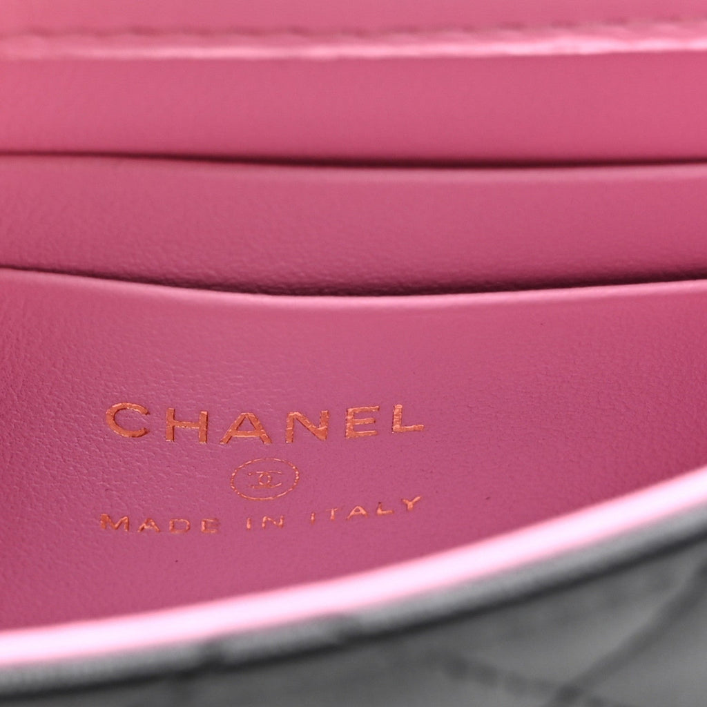Chanel Lambskin Quilted Bi-Color Top Handle Clutch With Chain Black Pink