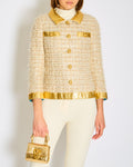 *HOT* Chanel 19F Egyptian Gold Pineapple and Beige Jacket with Antique Gold Buttons and Pockets Detailing Size FR 34 (UK 6)
