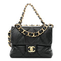Chanel Lambskin Quilted Small Chain Top Handle Flap Black