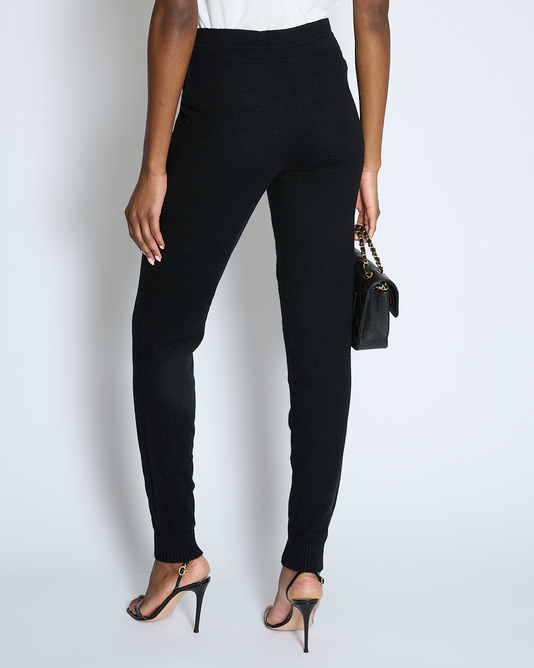 Chanel Black Wool Tracksuit Bottoms with Logo Eyelet Detail Size FR 36 (UK 8)