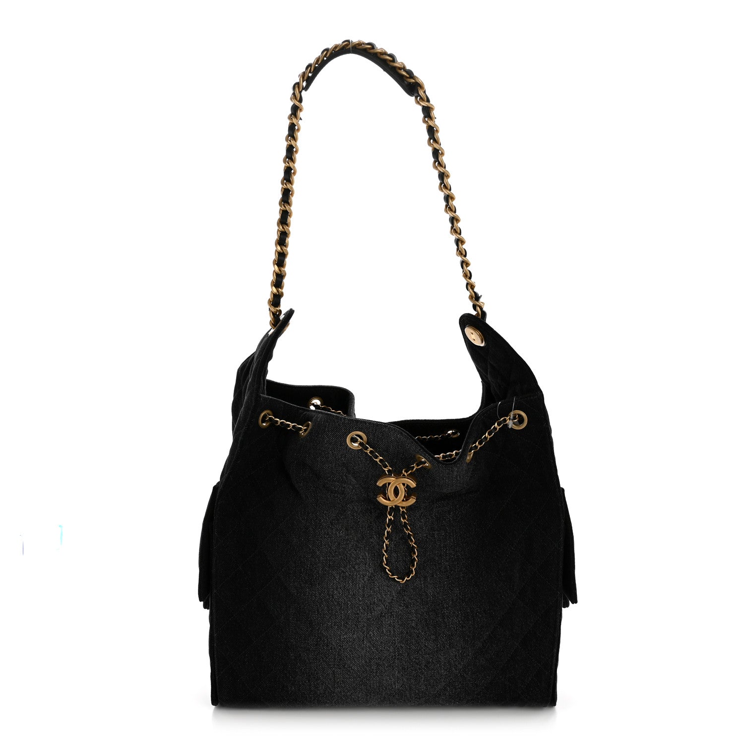 Chanel Washed Denim Quilted Medium Chanel 25 Handbag Black