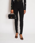 Chanel Black Suede Trousers with Bottom Zipper Details and Silver CC Logo Buttons Size FR 34 (UK 6)