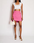 Chanel 22/S Pink Asymmetric Tweed Skirt with Pocket Detail Size FR 38 (UK 10)
