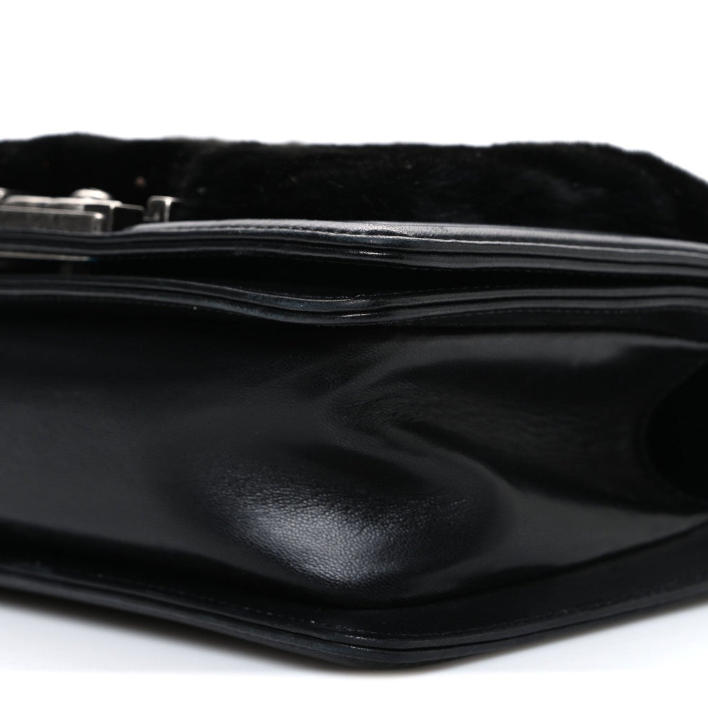 Chanel Orylag Rabbit Fur Calfskin Small Boy Flap Black