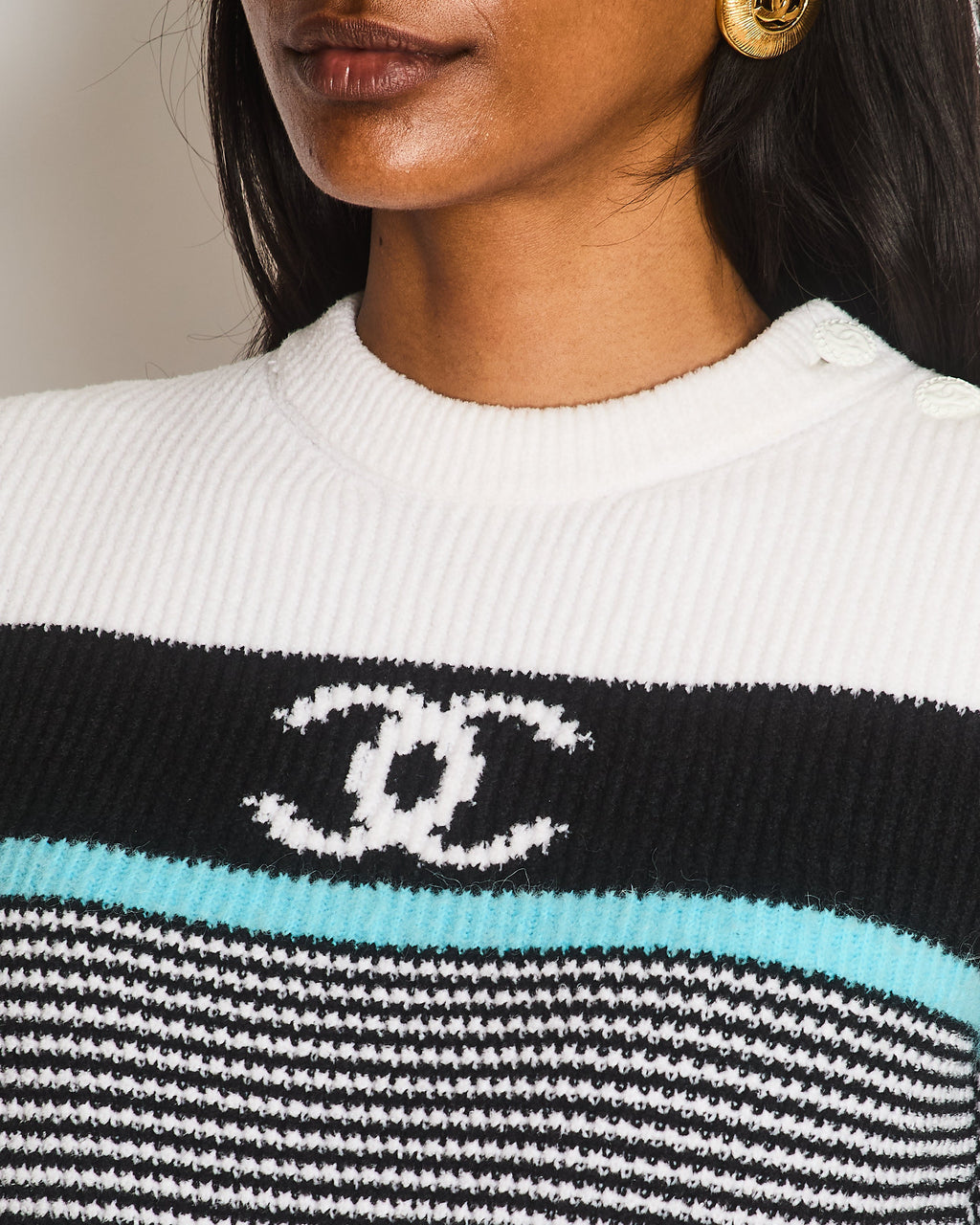 Chanel 22/B CC Striped Long Sleeve Jumper Size FR 36 (UK 8)