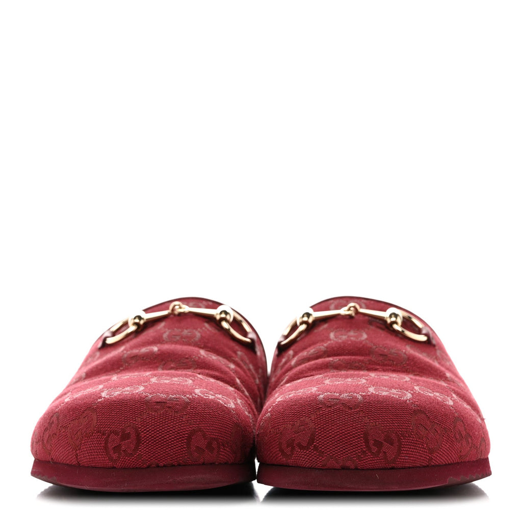 Gucci GG Supreme Monogram Womens Horsebit Slippers 41 Rosso Ancora