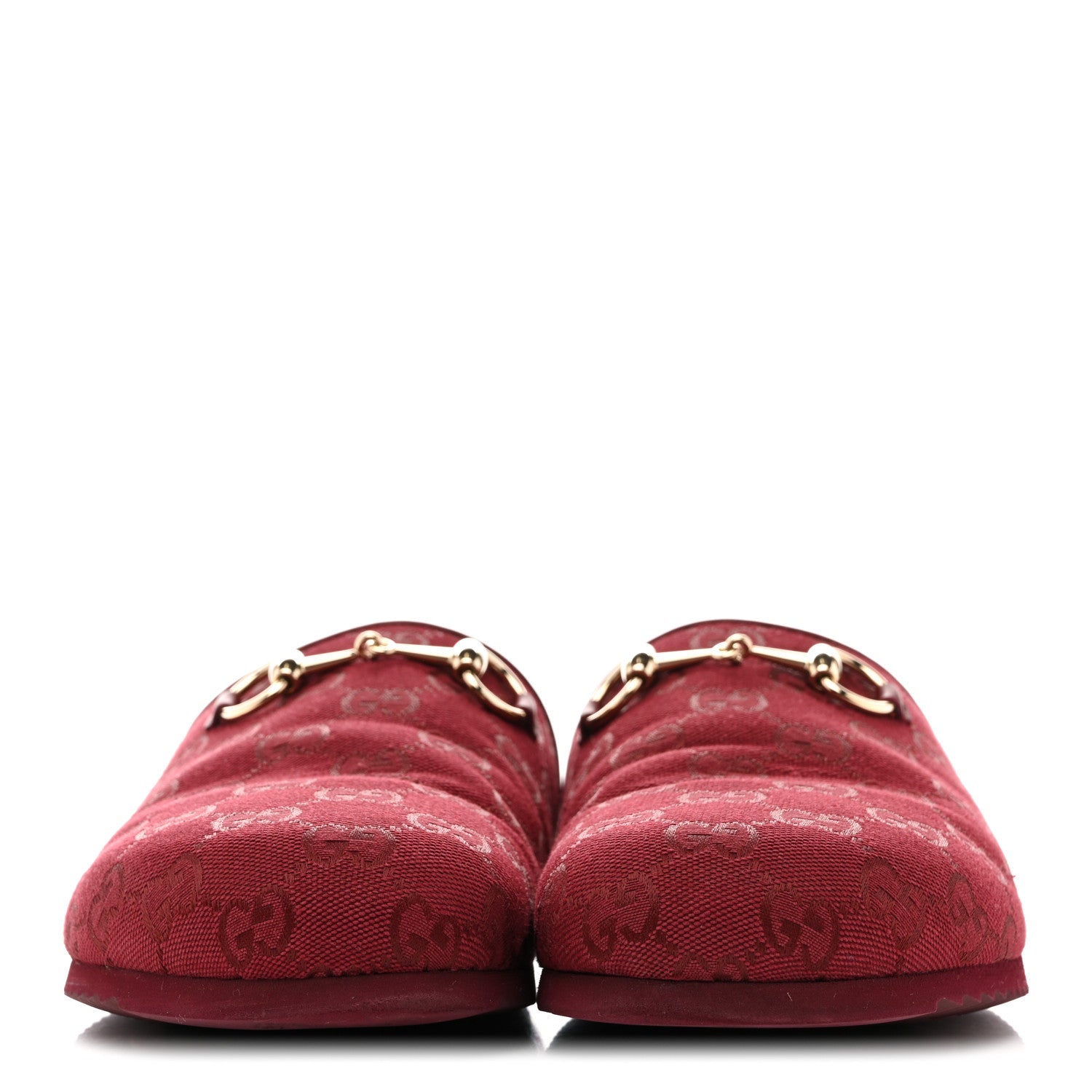 Gucci GG Supreme Monogram Womens Horsebit Slippers 41 Rosso Ancora