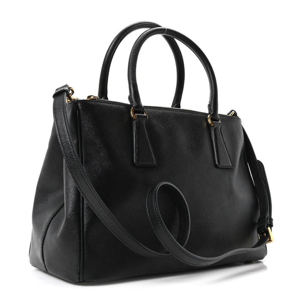 Prada Saffiano Small Galleria Double Zip Tote Black