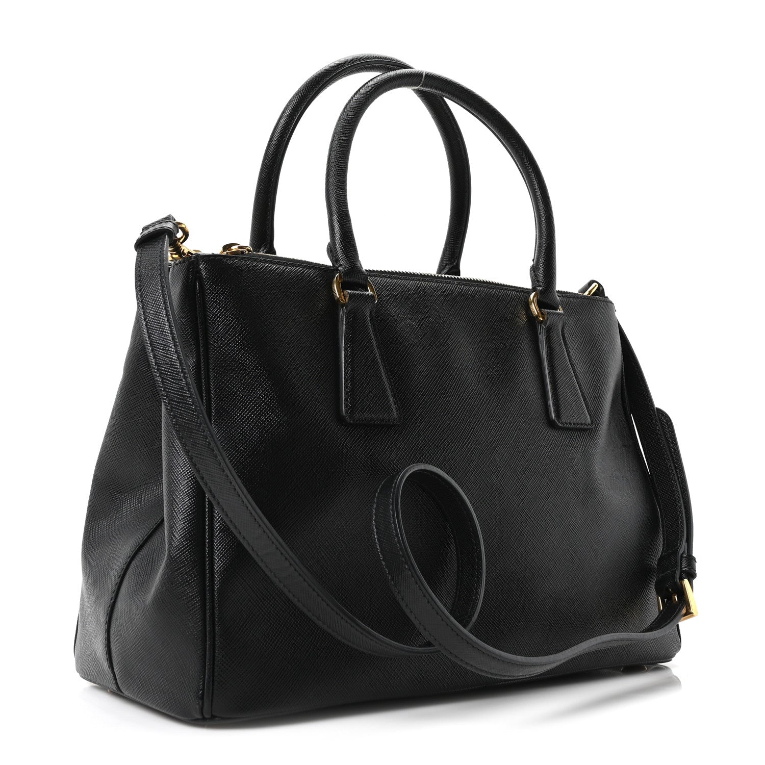 Prada Saffiano Small Galleria Double Zip Tote Black