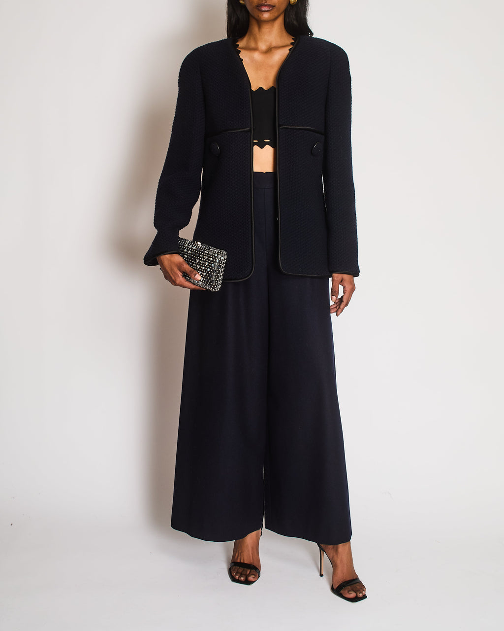 Chanel 15/A Paris - Salzburg Navy Collarless Jacket Size FR 42 (UK 14)
