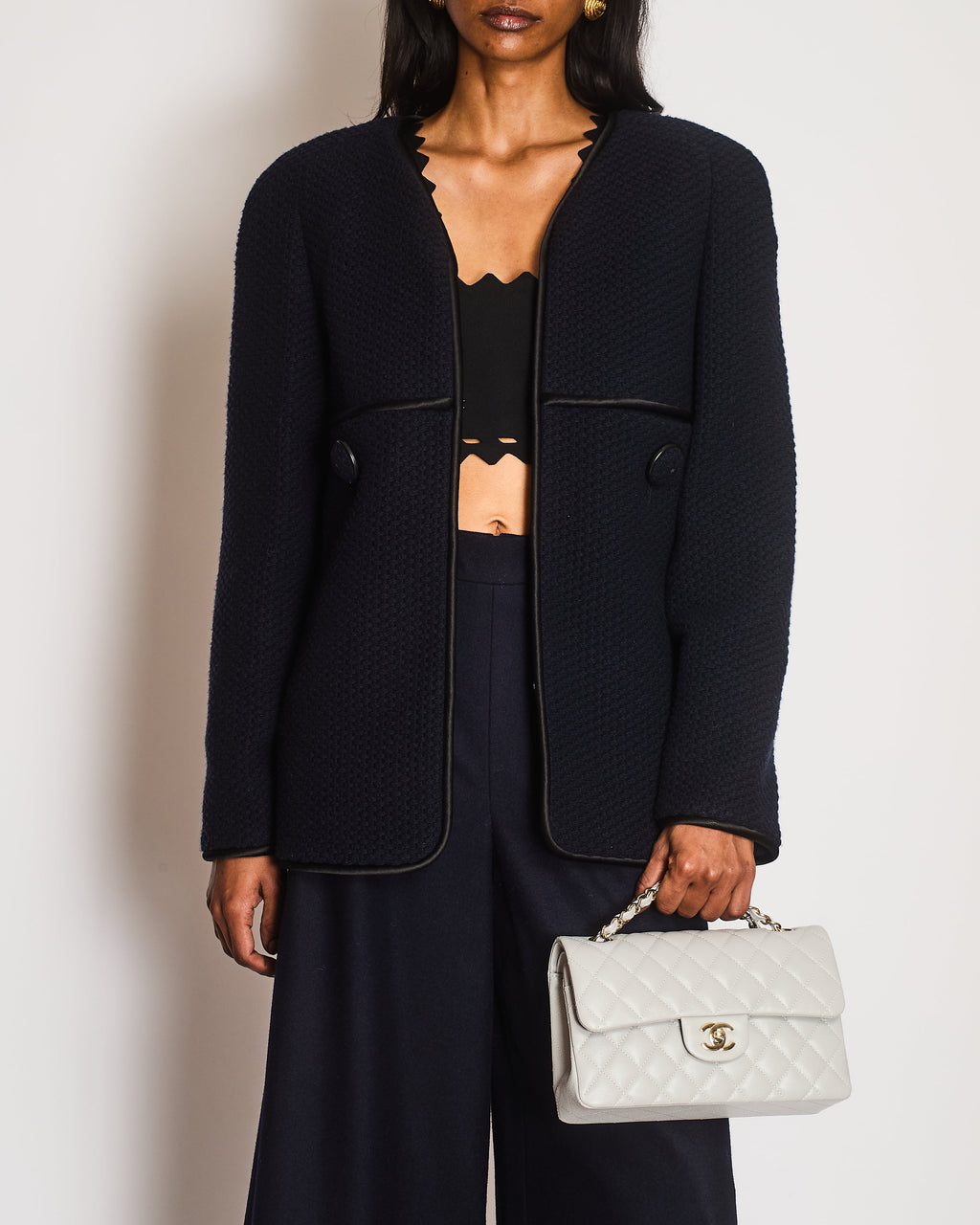 Chanel 15/A Paris - Salzburg Navy Collarless Jacket Size FR 42 (UK 14)