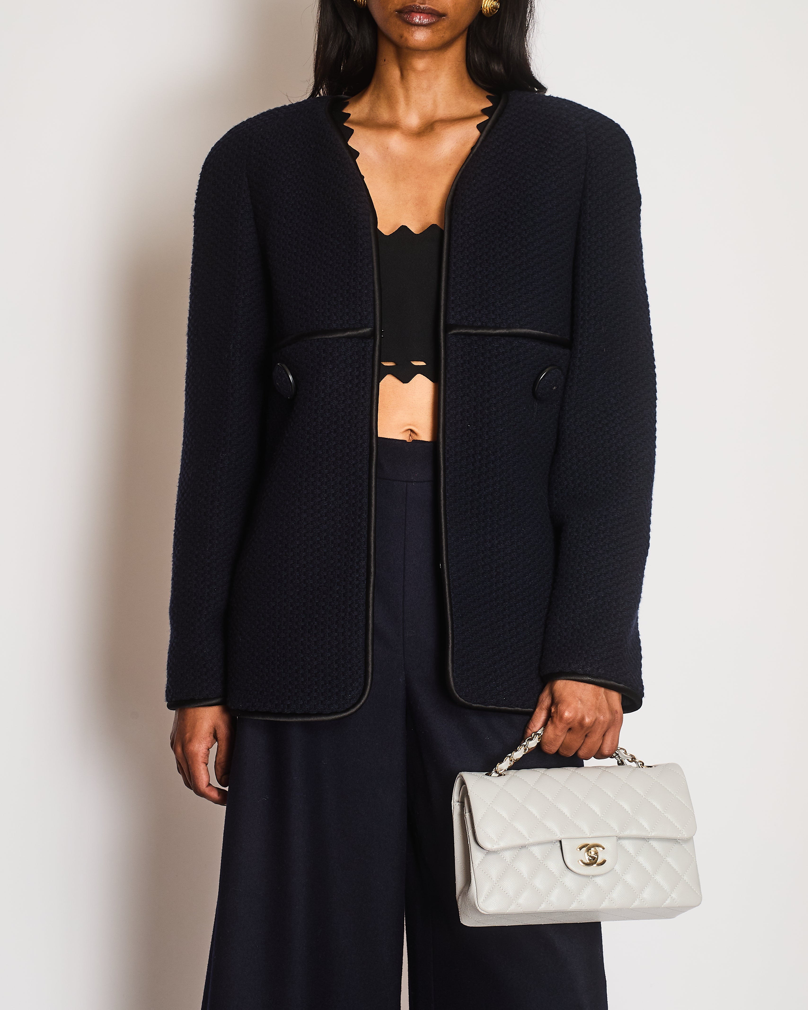 Chanel 15/A Paris - Salzburg Navy Collarless Jacket Size FR 42 (UK 14)