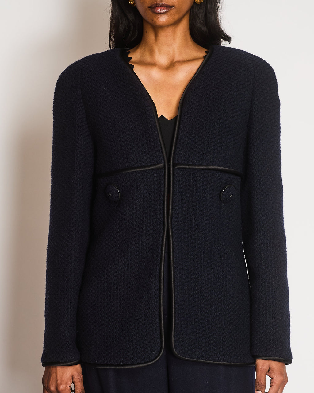 Chanel 15/A Paris - Salzburg Navy Collarless Jacket Size FR 42 (UK 14)