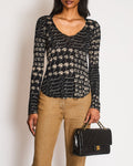 Chanel 06/C Black V-Neck Long Sleeve Top with CC Logo Detail Size FR 36 (UK 8)