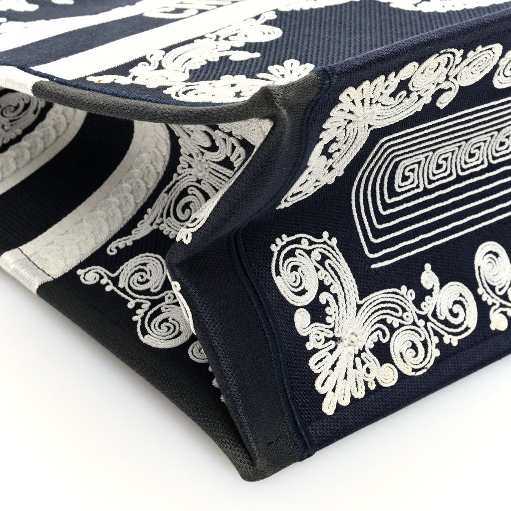 Christian Dior Canvas Embroidered Cornely Book Tote Blue White