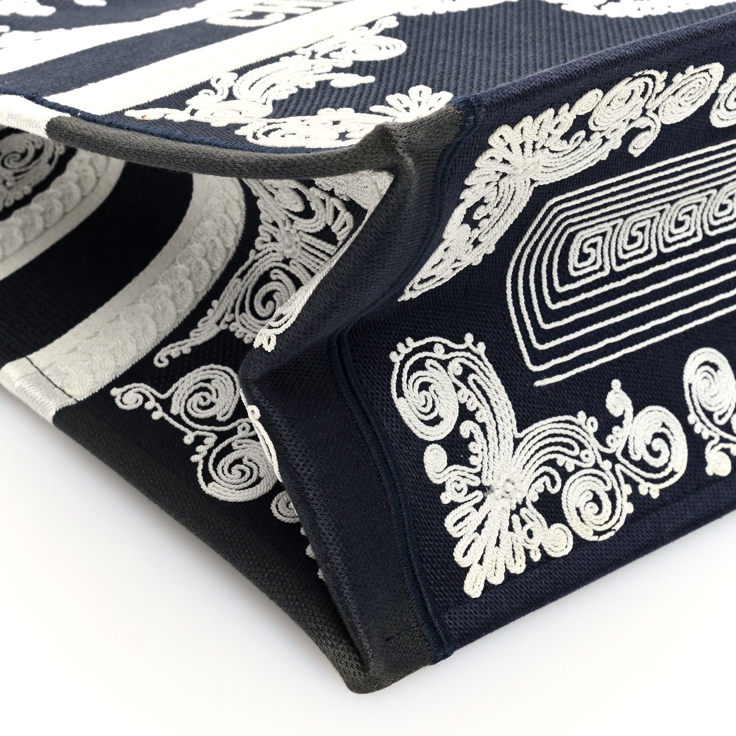 Christian Dior Canvas Embroidered Cornely Book Tote Blue White
