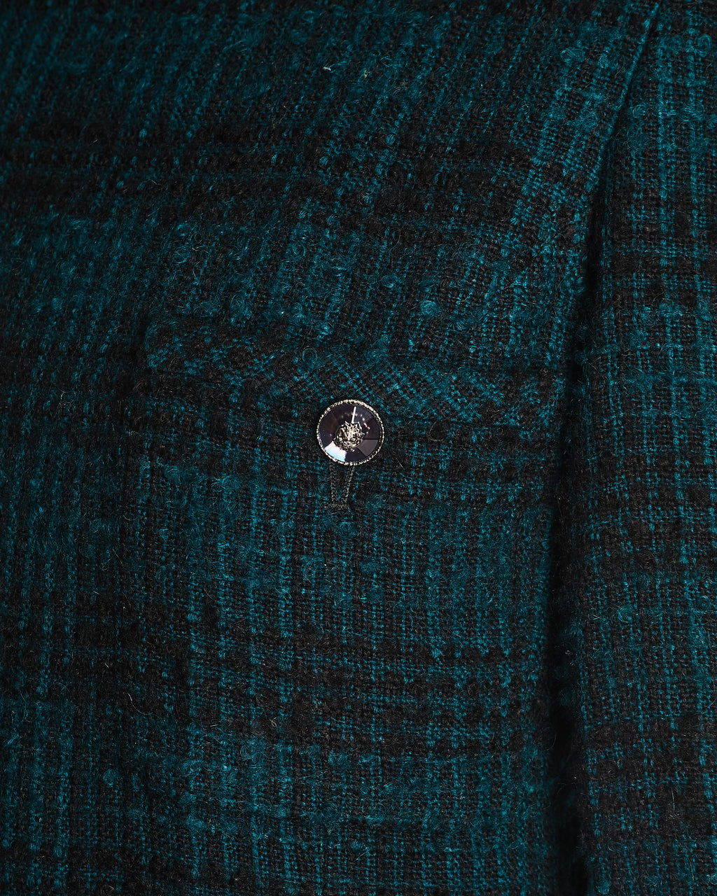 Chanel Navy, Green Check Tweed Long-Sleeve Dress Size FR 36 (UK 8)