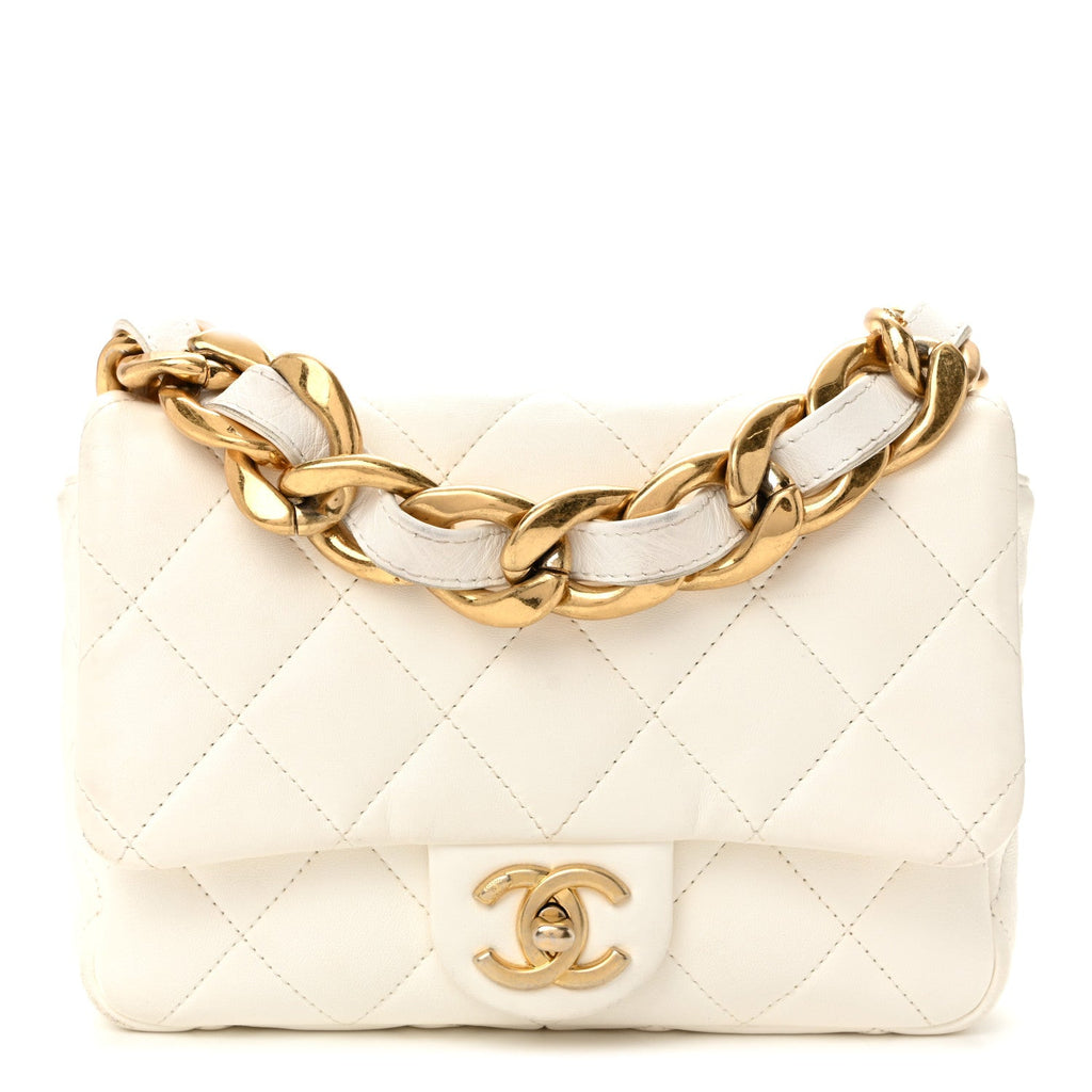 Chanel Lambskin Quilted Small CC Funky Town Flap White
