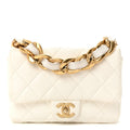 Chanel Lambskin Quilted Small CC Funky Town Flap White