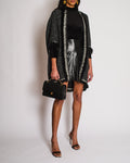 Chanel Fall 2010 Collection Black and White Cashmere Knit Cape with Fur Trimmings Size FR 40 (UK 12)