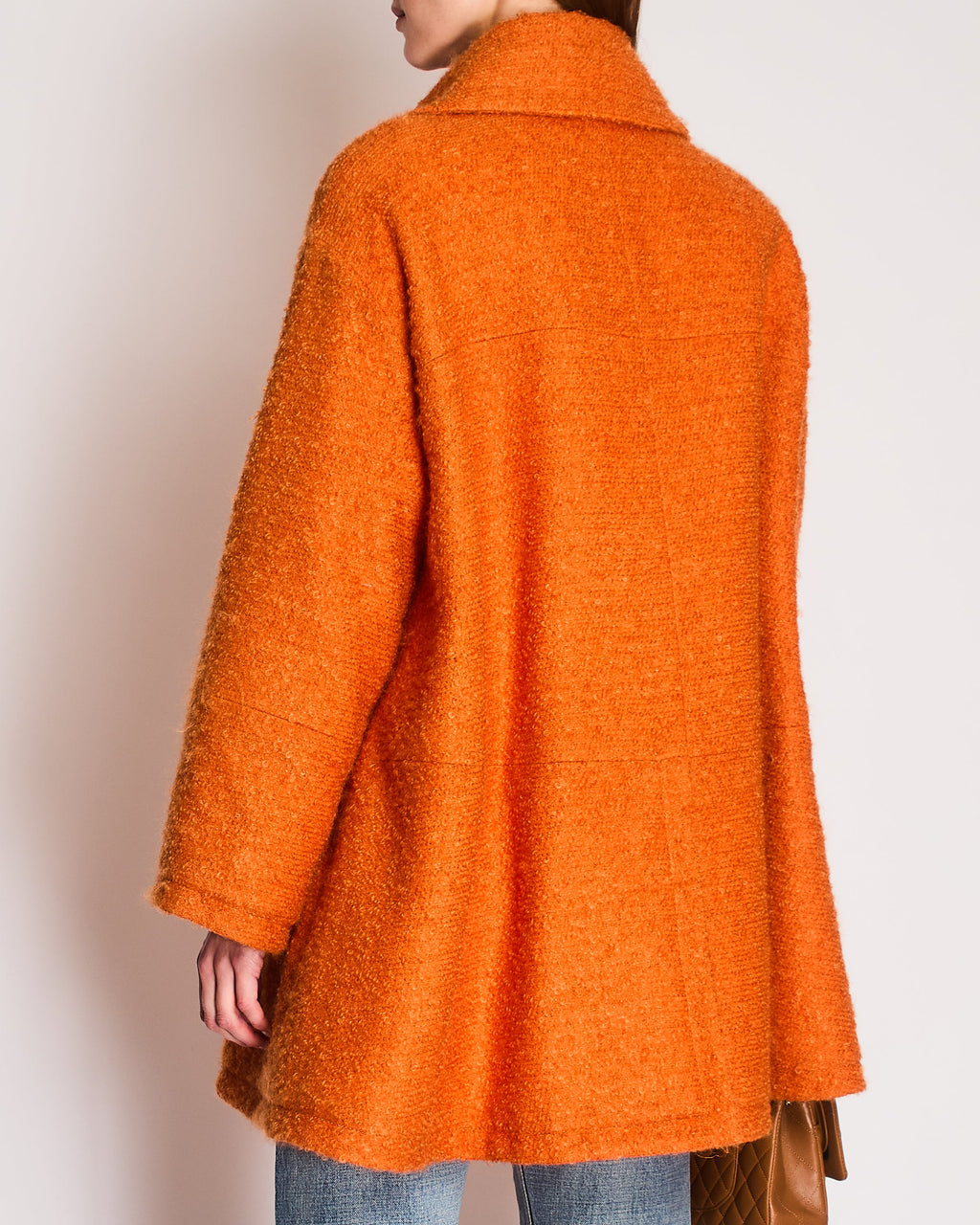 *RARE* Chanel Fall/Winter 2014 "Supermarket" Collection Orange Double Breasted Oversized Coat with Camelia Embellished Buttons & Zip Details Size FR 36 (UK 8)