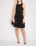 Chanel Vintage 06P Black Sleeveless Tiered Mini Dress with Silver CC Logo Button Detail Size FR 38 (UK 10)