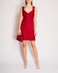 Chanel Red Tweed Sleeveless Mini Dress with White, Red Striped Buttons with Gold CC Logo Detail Size FR 36 (UK 8)