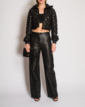 Chanel Fall/Winter 2016 Collection Black Lambskin Cropped Hooded Puffer Jacket with Patent Detailing Size 40 (UK 12)