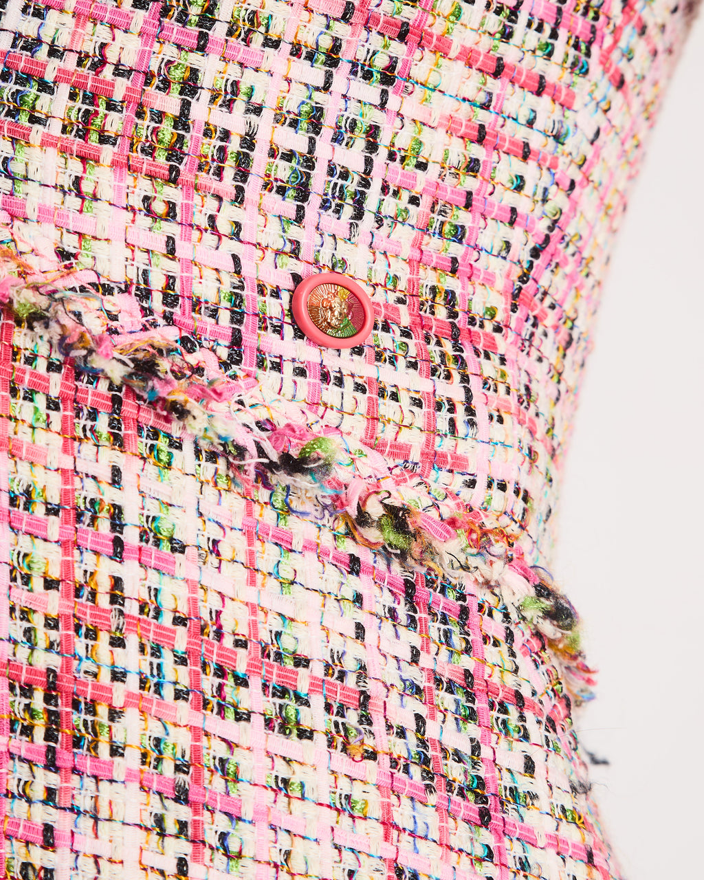 Chanel Spring 2017 Pink Tweed Mini Dress with a V-Neckline Size FR 34 (UK 6)