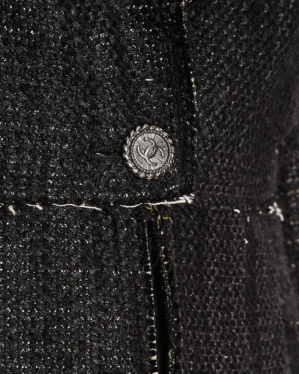 Chanel 07/P Black Silk Weaved Single Breasted Jacket with Detachable Cuff Detail Size FR 36 (UK 8)