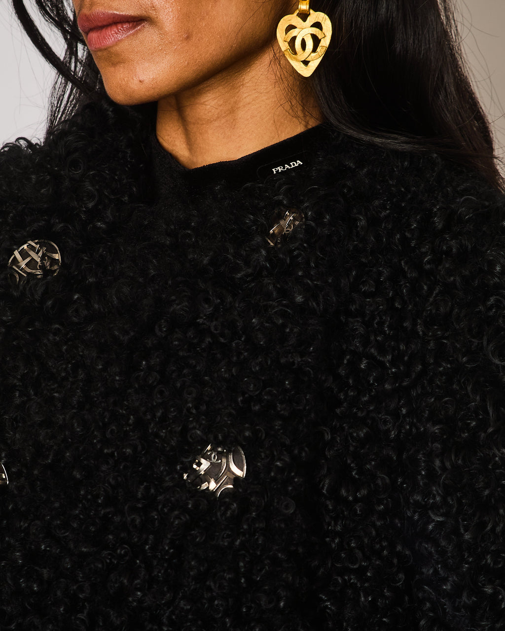 Chanel 09/A Black Lambswool Double Breasted Coat Size FR 44 (UK 16)