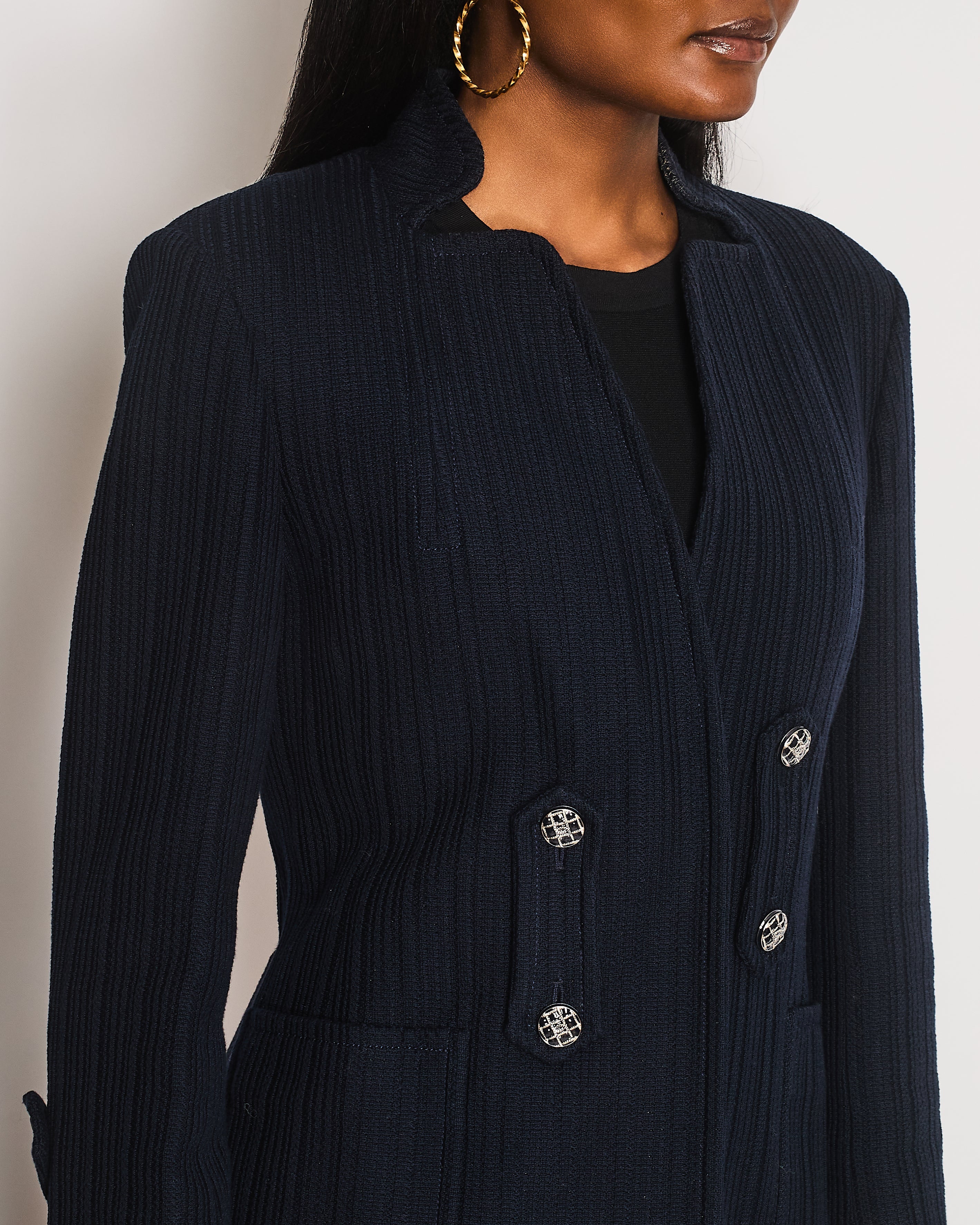 Chanel Navy Single Breasted Two-Piece Jacket and Trouser Set Size FR 42 (UK 14)