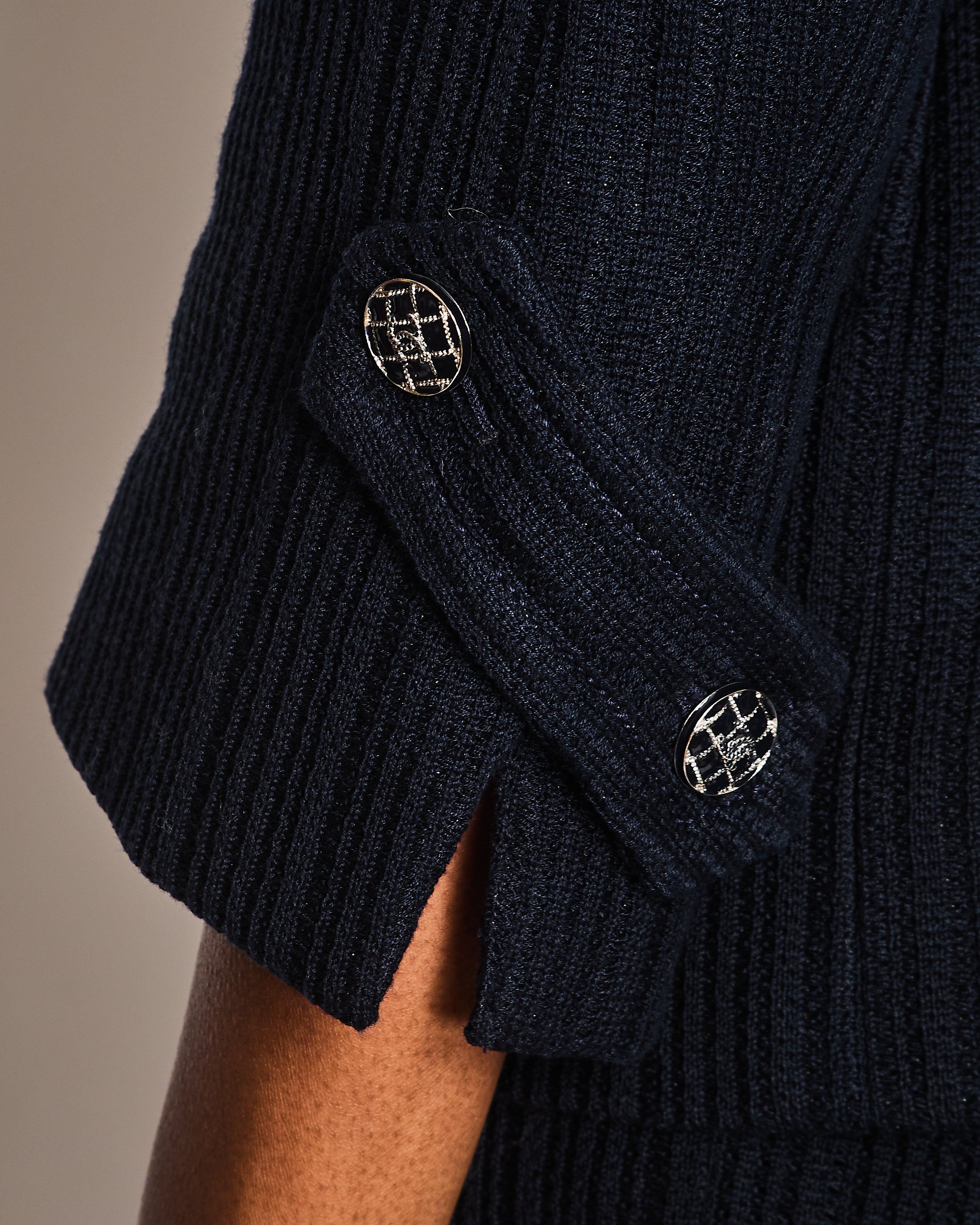 Chanel Navy Single Breasted Two-Piece Jacket and Trouser Set Size FR 42 (UK 14)