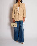 Chanel 19/S Beige Tweed Single Breasted Blazer with Pocket and CC Button Detail Size FR 40 (UK 12)