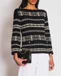 Chanel Black and White Logo Print Sweater with Silver CC logo Button Detail Size FR 36 (UK 8)