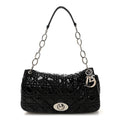 Christian Dior Patent Lambskin Cannage Rendezvous Flap Black