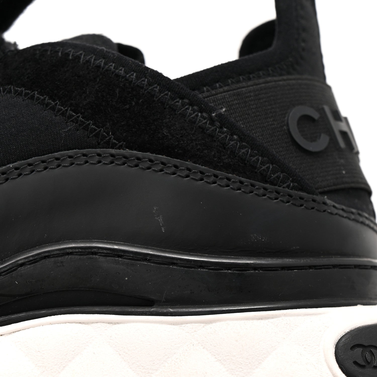 Chanel Velvet Calfskin Mixed Fibers CC Sneakers 36 Black