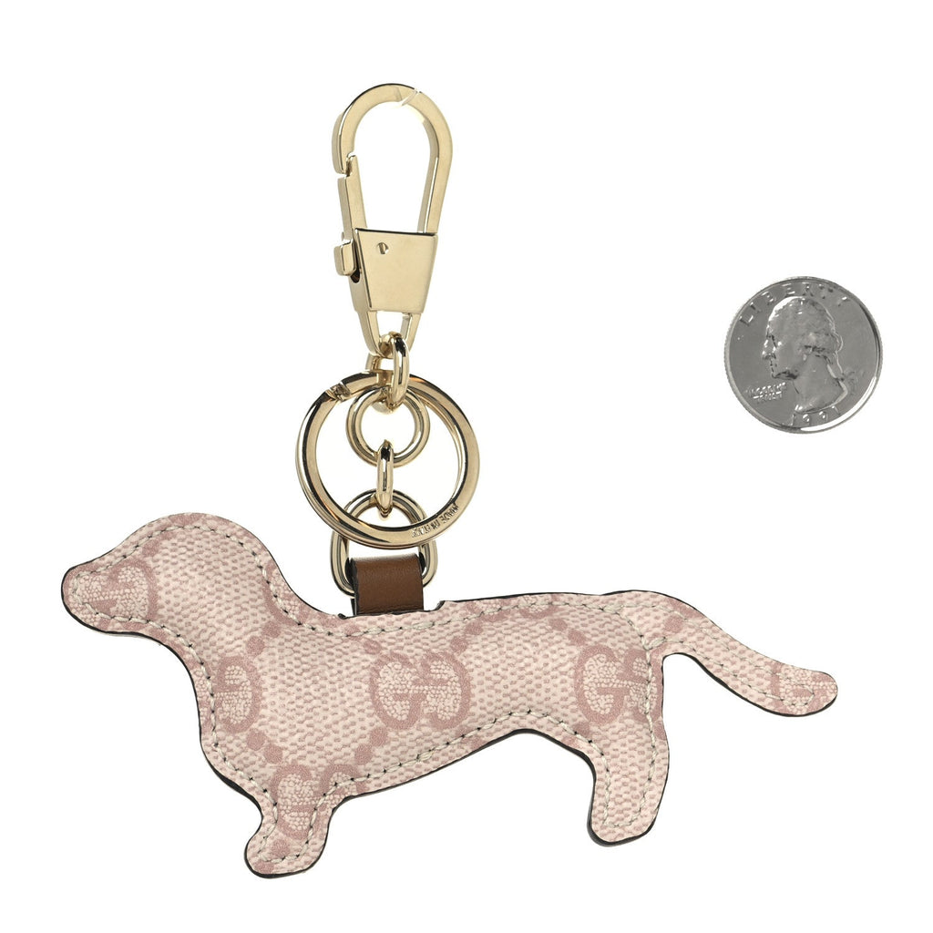 Gucci GG Supreme Monogram Dog Shaped Bag Charm Light Pink
