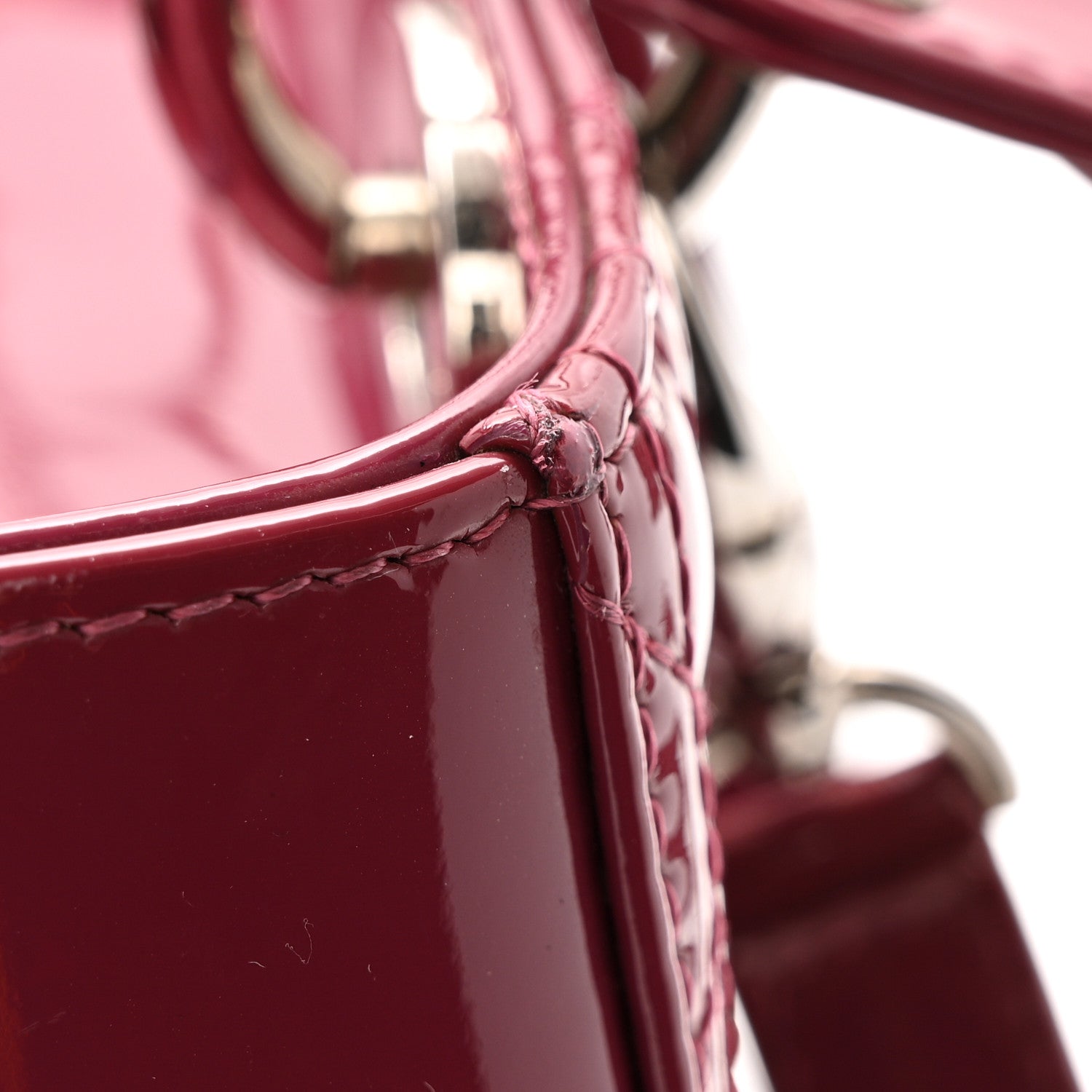 Christian Dior Patent Cannage Medium Lady Dior Dark Pink