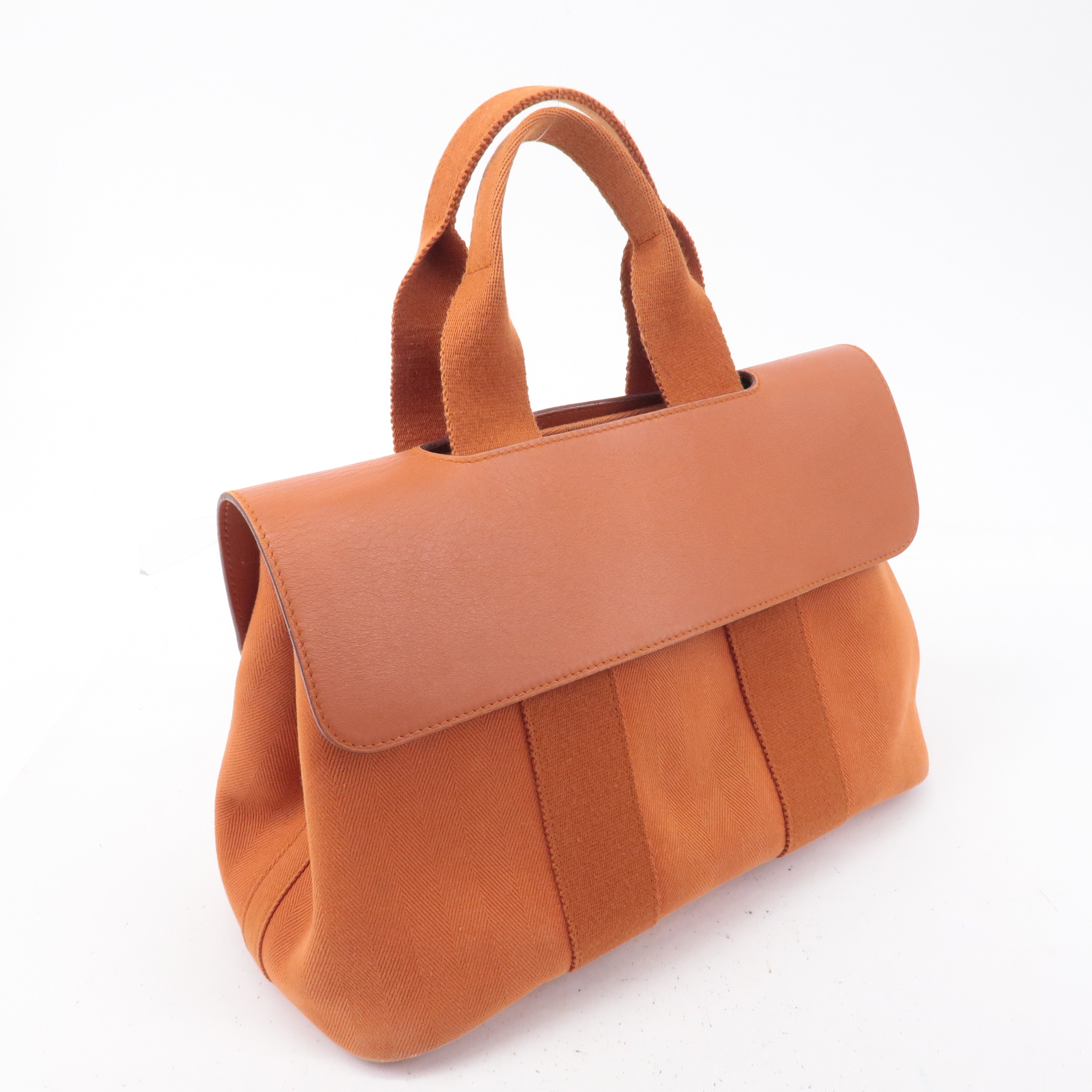 HERMES Toile Chevrons Leather Valparaiso PM Bag I Stamp Orange
