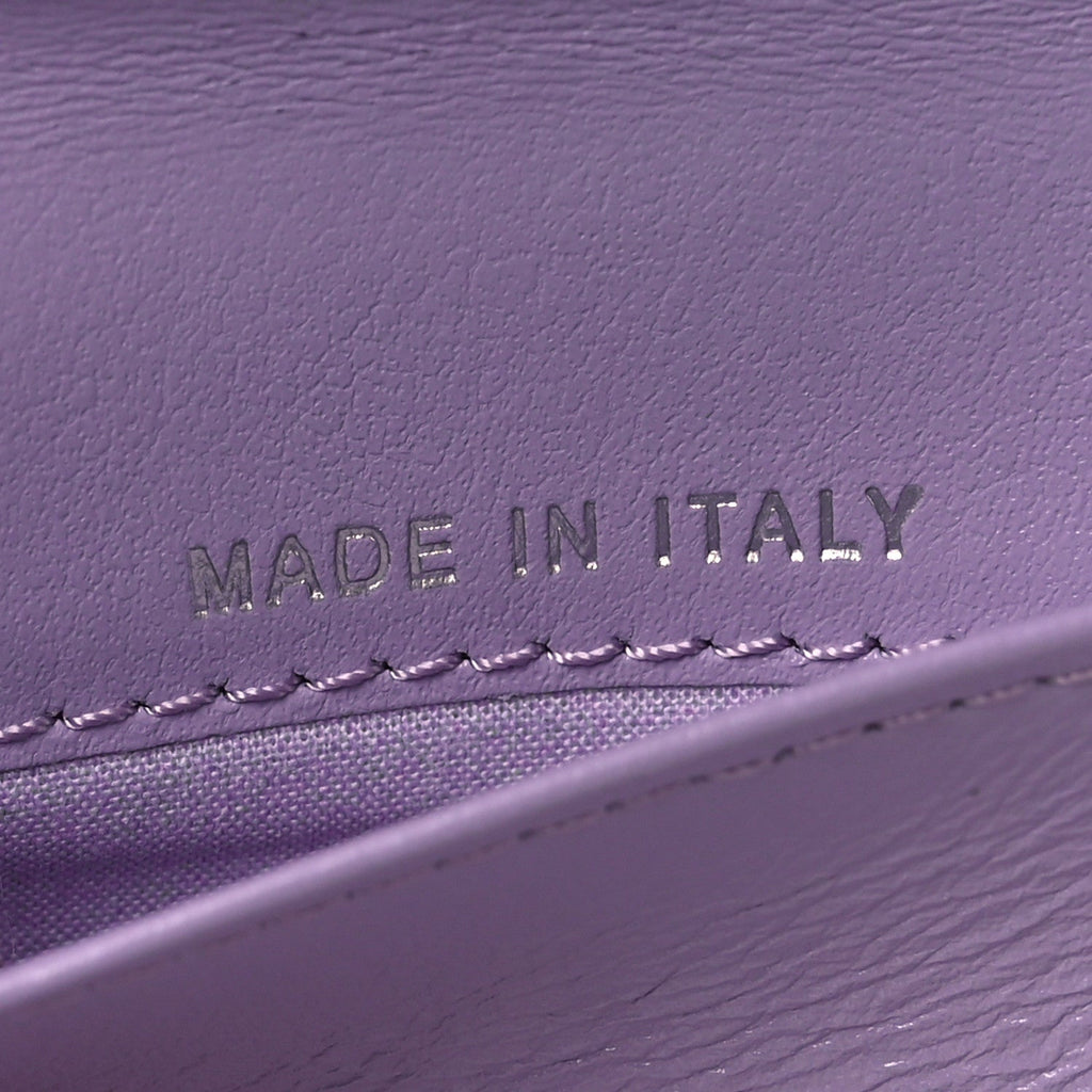 Caviar Quilted CC Logo Double Flap Wallet Light Purple