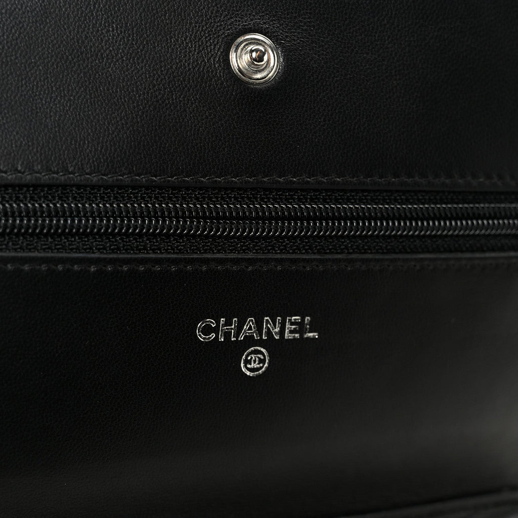 Chanel Lambskin Quilted Wallet On Chain WOC Black