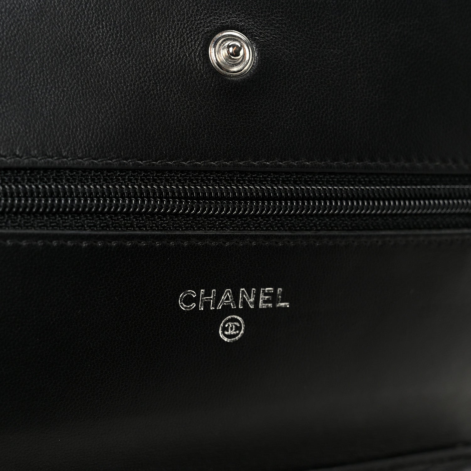 Chanel Lambskin Quilted Wallet On Chain WOC Black