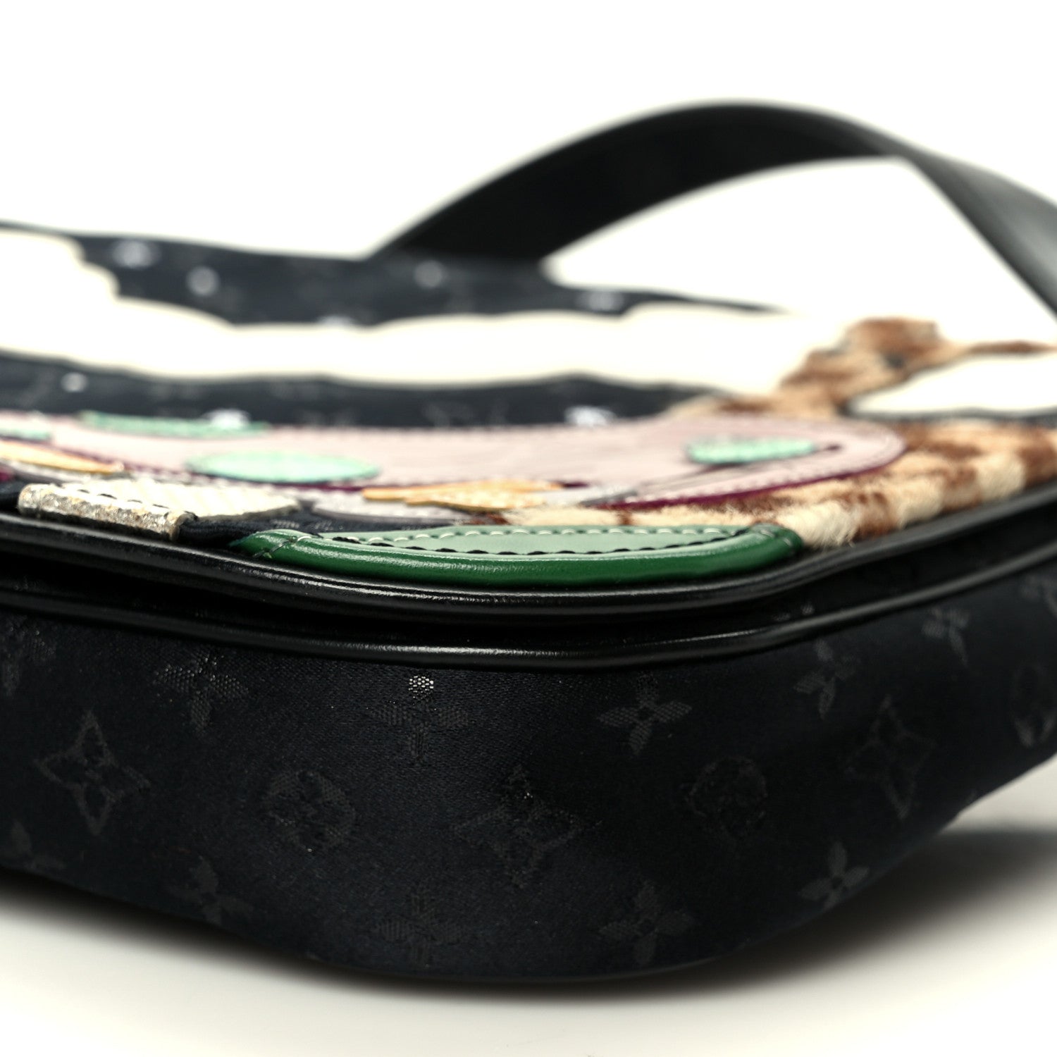 Louis Vuitton Satin Mini Monogram Conte De Fees Patchwork Musette Black