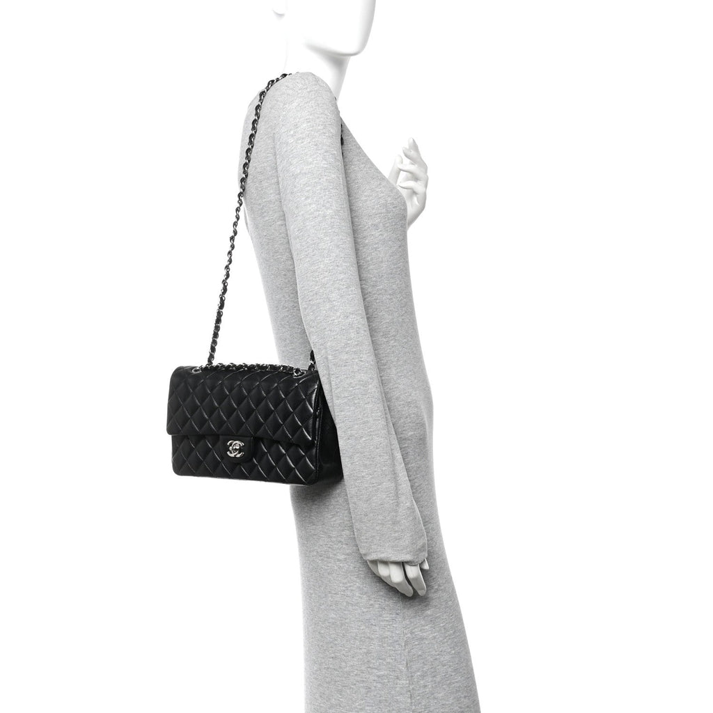Chanel Lambskin Quilted Medium Double Flap Black