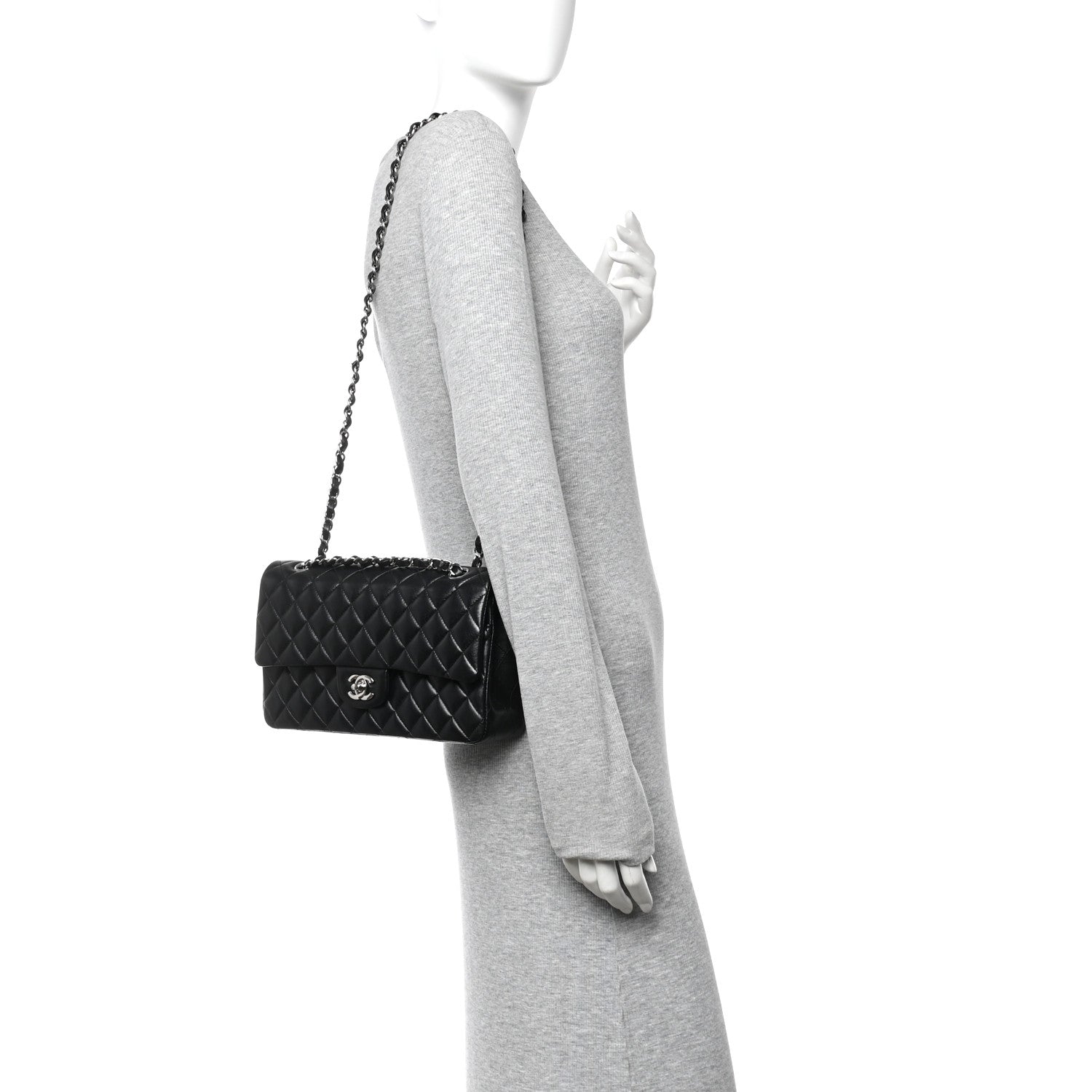 Chanel Lambskin Quilted Medium Double Flap Black