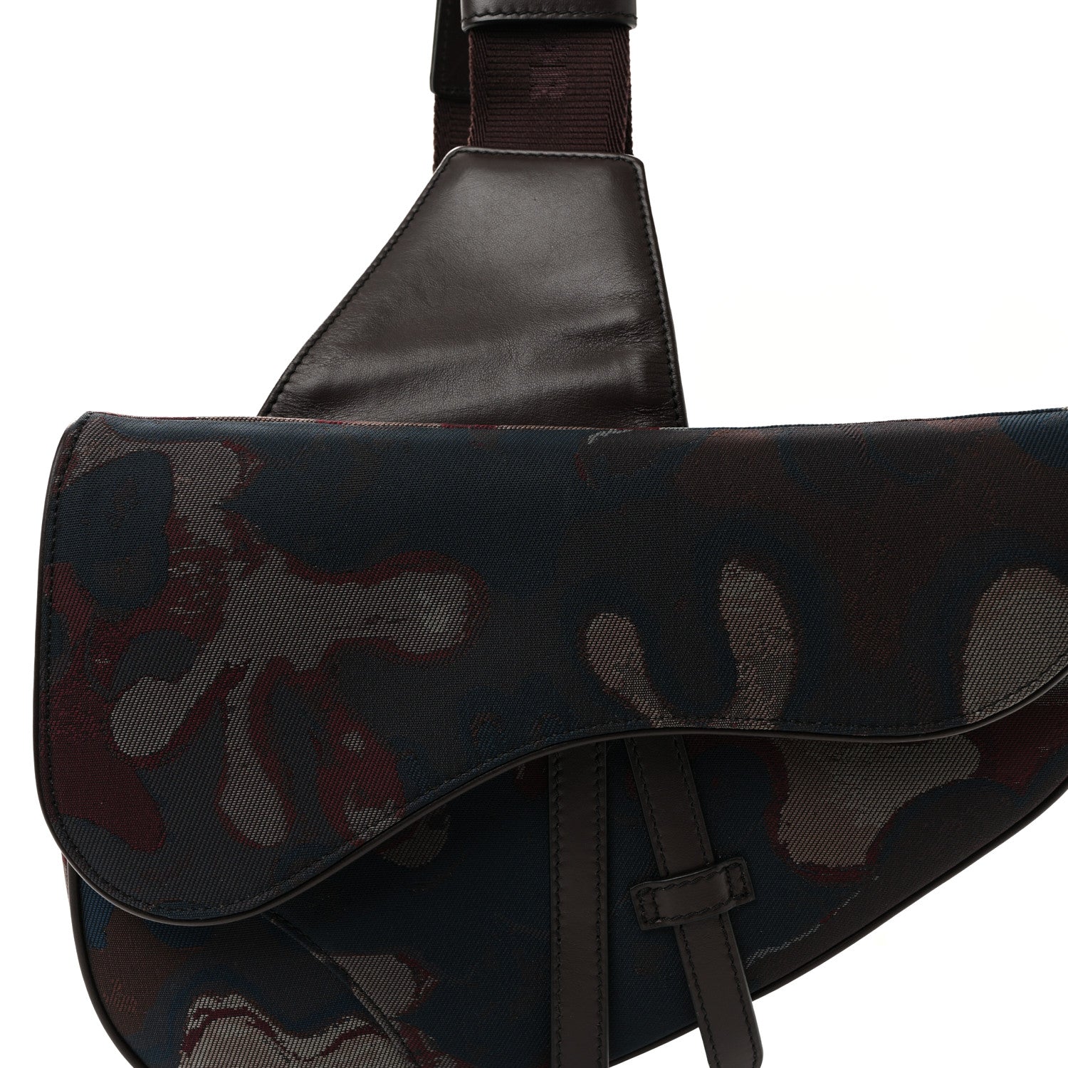 Christian Dior X PETER DOIG Denim Camouflage Saddle Bag Brown