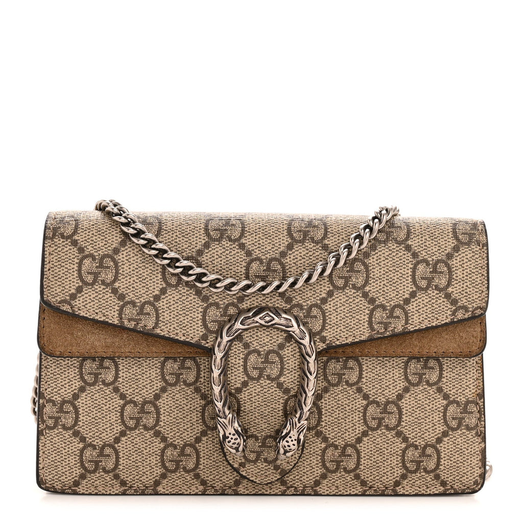 Gucci GG Supreme Monogram Super Mini Dionysus Shoulder Bag Taupe