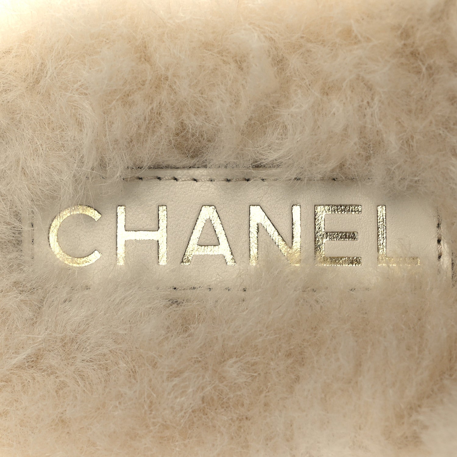 Chanel Suede Shearling CC Cap Toe Mules 38.5 Beige Black